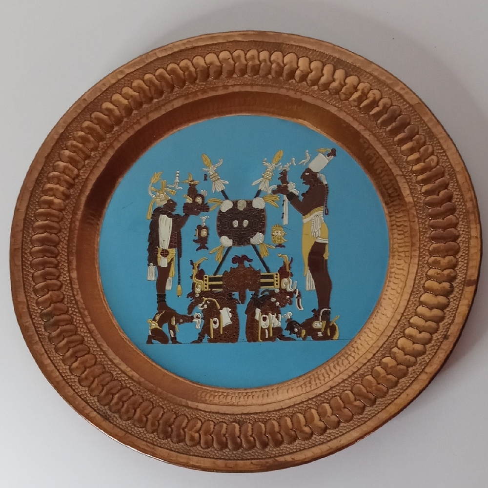 Thrift Store Find-Vintage Mexican Enamel Wall Bronze Plaque